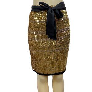 Made in France Saint Laurent Women's Gold Tube Sequin Skirt Sz 44 (34 US)